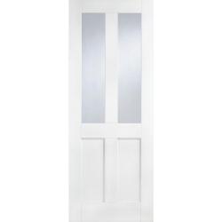 4 Panel London White (primed) Internal Door with Clear Glass